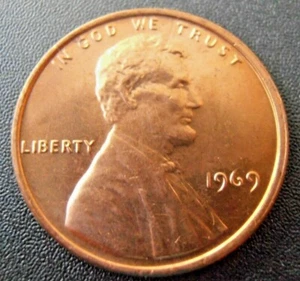 1969 P  LINCOLN CENT - (1) One BU coin from a nice roll - Picture 1 of 10