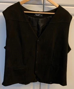 Paul Jones Men's XL Black Vest, Faux Suede Look/Feel, Sporty - Picture 1 of 3