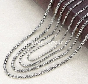 10 piezas/lote 2/3/5 mm 316L acero inoxidable plata caja rolo cadena hallazgo a granel 16-40" - Imagen 1 de 5