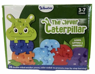 Skillmatics Wooden Puzzle The Clever Caterpillar, 2 Puzzles In 1 Double Sided - Image 1 of 2