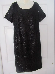 NEW Womens H&M Black Sparkle Formal Cocktail Dress L - Picture 1 of 5
