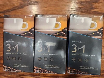 3 GANOCAFE 3 IN 1 GANODERMA GANO EXCEL 20 SACHETS EACH TOTAL 60 SACHETS 12/2026 - Image 1 of 2