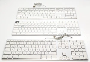 3 Total - 2 - Apple White Aluminum USB Wired KB A1243 & 1- A1843 Wireless Repair - Picture 1 of 11
