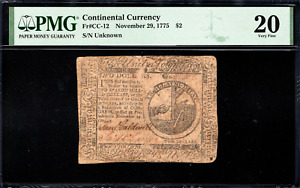 Continental Currency Fr#CC-12 November 29, 1775 $2 PMG 20