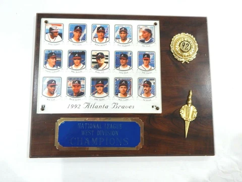 1992 Atlanta Braves team plaque National League West Division Champions emblems Cover