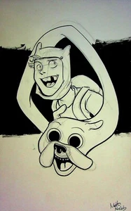 Adventure Time FINN & JAKE Original MATT HEBB Arte Entintado a Mano - Imagen 1 de 3