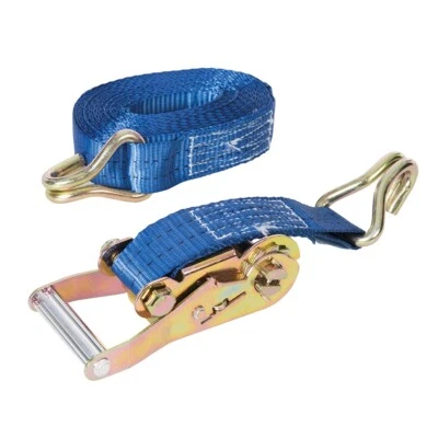 SILVERLINE-TOOLTIME Rated 750kg Capacity 1950kg Ratchet Tie Down Strap J-Hook 6m X 38mm 785253