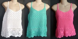 Womens AEROPOSTALE Sheer Cropped Crochet Tank Top NWT #8775 - Picture 1 of 4