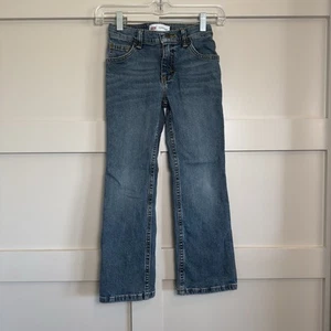 Wrangler Boys Boot Cut Blue Denim Jeans Adjustable Waist Size 8 Slim - Picture 1 of 8