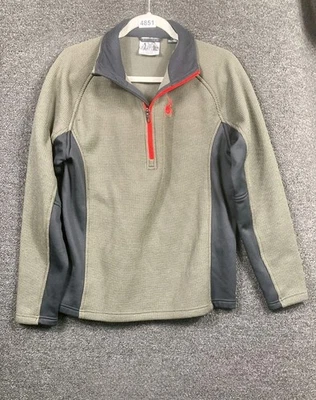 Spyder Outbound Sweater Mens Size M Pullover Fleece Jacket Olive  1/4 Zip Ribbed - Image 1 of 4