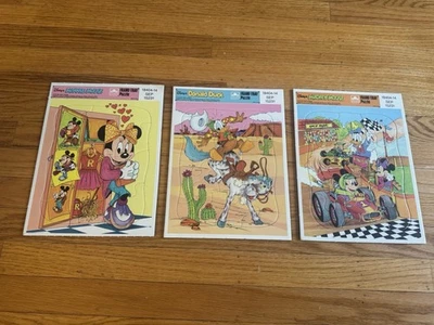New Vtg Disney Frame Tray Puzzles- Lot Of 3 Mickey Minnie Donald (# 3) - Image 1 of 4