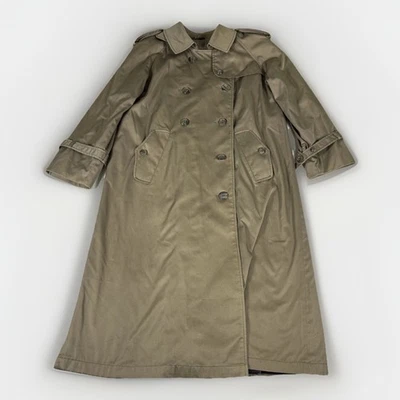 Gabardina Worthington de Colección para Mujer 6 Caqui Algodón Doble Pecho Pestañas para los Hombros Foto 1 de 4