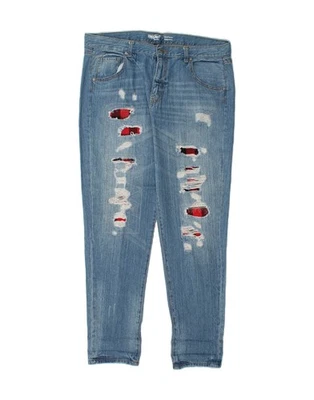 Pantalones de mezclilla ajustados desgastados Mossimo para mujer Boyfriend US 14 XL W38 L32 azul KU05 Foto 1 de 3