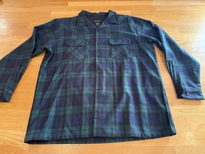 Pendleton Herren XL Bordhemd Wolle schwarz Uhr Tartan Loop Kragen schön - Bild 1 von 3
