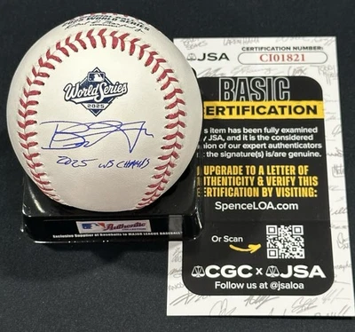 Brandon Gomes Signed 2025 World Series Baseball Autographed Dodgers JSA COA - Image 1 of 2