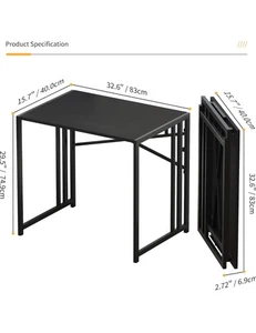 Folding Computer Desk 32 inch, Writing Gaming Computer Desk (Black) - Picture 1 of 4