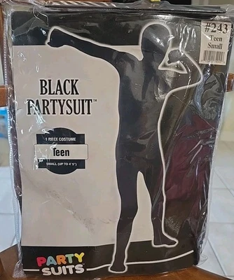 Black Partysuit Teen Small 1pc Costume Bodysuit All Black - Image 1 of 4