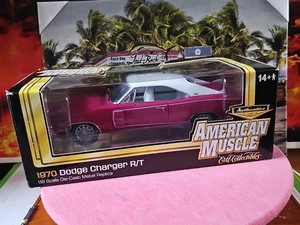 VINTAGE ERTL AMERICAN MUSCLE AUTHENTICS FUSCHIA / PINK 1970 DODGE CHARGER R/T - Picture 1 of 24