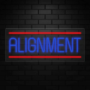 Alignment Sign for Business Displays | LED Flex Neon | 32"W x 13"H x 1"D - Picture 1 of 5