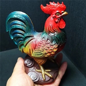 Hermosa estatuilla de gallo tallada a mano Zisha pulido 454,5G decoración B1380 - Imagen 1 de 18