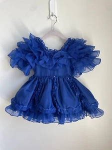 Vintage 3t Pazazz Dress Pageant Full Circle Ruffles Pearls Bells VGUC - Picture 1 of 8