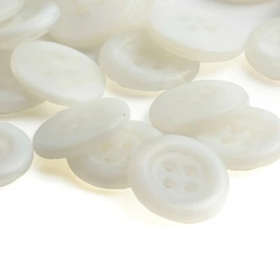 Lot (24) Vintage Czech semi translucent white round glass buttons 18mm - Image 1 of 2