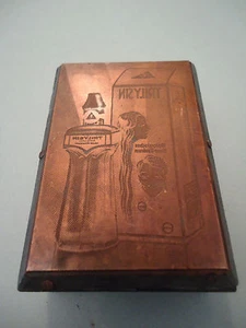 Antique Rare German Medicine TRILYSIN Wood & Cooper Printing Block Advertising  - Picture 1 of 7