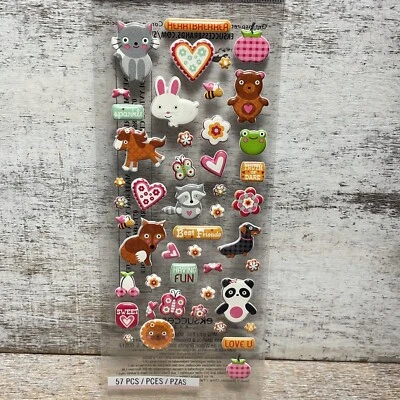 EK Success Dimensional Stickers: Cat, Bear, Panda, Hearts, Florals READ BELOW - Image 1 of 4