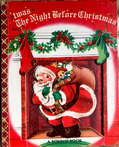 NIGHT BEFORE CHRISTMAS ~ Vintage 1950’s Children’s Bonnie Stand-out Book Scarce! - Picture 1 of 6