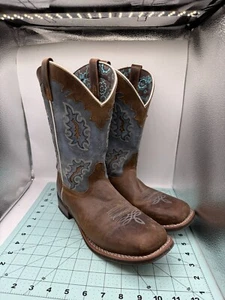 Botas vaqueras Laredo 5666 Isla incrustadas bordadas punta cuadrada marrón azul para mujer 11’s - Imagen 1 de 17