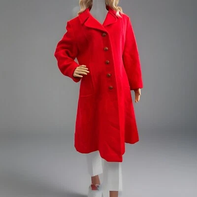 Abrigo de lana rojo de colección años 60 por Mr. Julius - ILGWU hecho en unión atemporal, clásico Foto 1 de 4