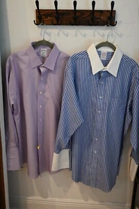 Lot of 2 Brooks Brothers Button Down Shirt Size 16 1/2-32 and Custom made MINT! - Picture 1 of 19