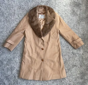 Made In England Aquascutum Wool Camel Hair Trench Coat Jacket Casual Luxury Sz? - Picture 1 of 24