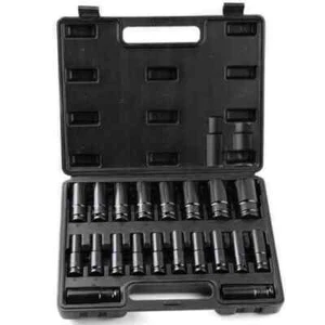 20PCS Deep Impact Socket Set 6 Point Metric 8 - 32mm 1/2 Inch Drive Heavy Duty - Picture 1 of 15