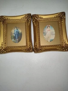 2 Vintage Framed Blue Boy and Pinkie Prints Pictures - Picture 1 of 3