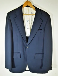 Vintage 80s IZOD Navy blue Blazer Tennis interior print Men’s Sport Coat  - Picture 1 of 7