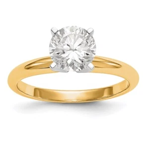 14k Two-tone Gold 1/2Ct Round Lab Grown Diamond Solitaire Ring (G-H, VS/SI) - Picture 1 of 2