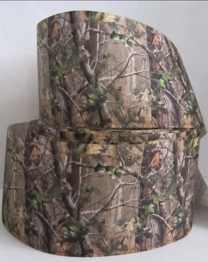 Camouflage Camo grosgrain ribbon 3" green hunting ribbon 5 Yards~ ships free! - Image 1 of 1
