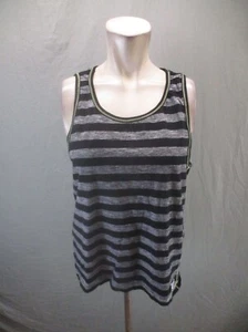 Projek Raw Size S Mens Gray Striped 100% Cotton Round Neck Casual Tank Top 145 - Picture 1 of 11