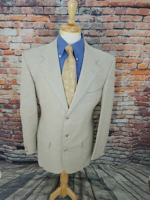 NUEVO SIN ETIQUETAS The J Peterman Co 40L Beige 3 Botones LINO ALGODÓN Abrigo Deportivo Blazer Chaqueta  Foto 1 de 4