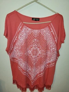 Absolutely Famous Mujer Talla 3X Salmón Borla Parte Inferior Mangas Cortas 25 L 2 - Imagen 1 de 24