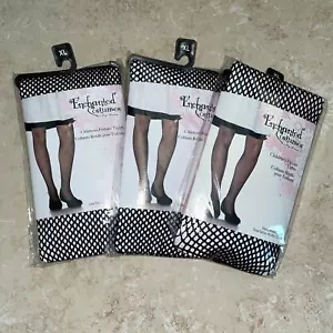 3 Pair Leg Avenue Girls Black Fishnet Pantyhose Halloween Costume Size XL - Picture 1 of 2