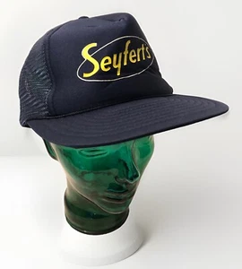 Vintage Seyfert's Potato Chips Blue Snapback Foam Mesh Trucker Uniform Cap - Picture 1 of 13