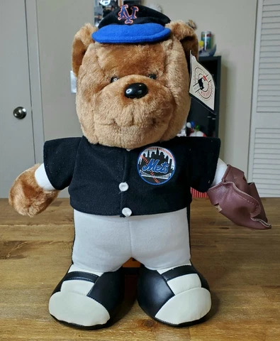 Vintage 2001 Good Stuff Official MLB New York Mets 12" Teddy Bear Mascot Plush Cover