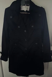 Jessica Simpson Belt Trench Coat Black Womens Size Medium - Picture 1 of 4