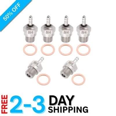 Ultimate 6PCS N4 Medium Hot Glow Plug Set for Traxxas & HPI Nitro RC Cars - Image 1 of 4