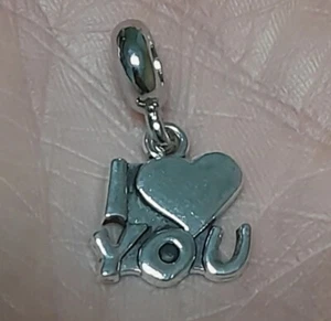 Charm Per Bracciale I Love You Amore Cuore Tono Argento (Modello Pandora) - Foto 1 di 2