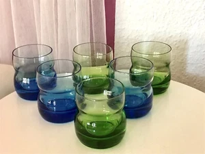 Diseñador Vintage 6 vasos de agua vasos vasos de whisky taza verde azul - Imagen 1 de 16