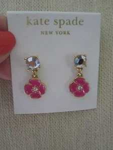 Neu mit Etikett Kate Spade Bougainville Ohrhänger Ohrhänger - rosa Emaille/Kristalle - Bild 1 von 7