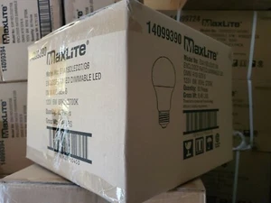 Wholesale Lot 50 Pack Maxlite Led Light Bulbs 6W 2700k A19 DIMMABLE E26 120v - Picture 1 of 4
